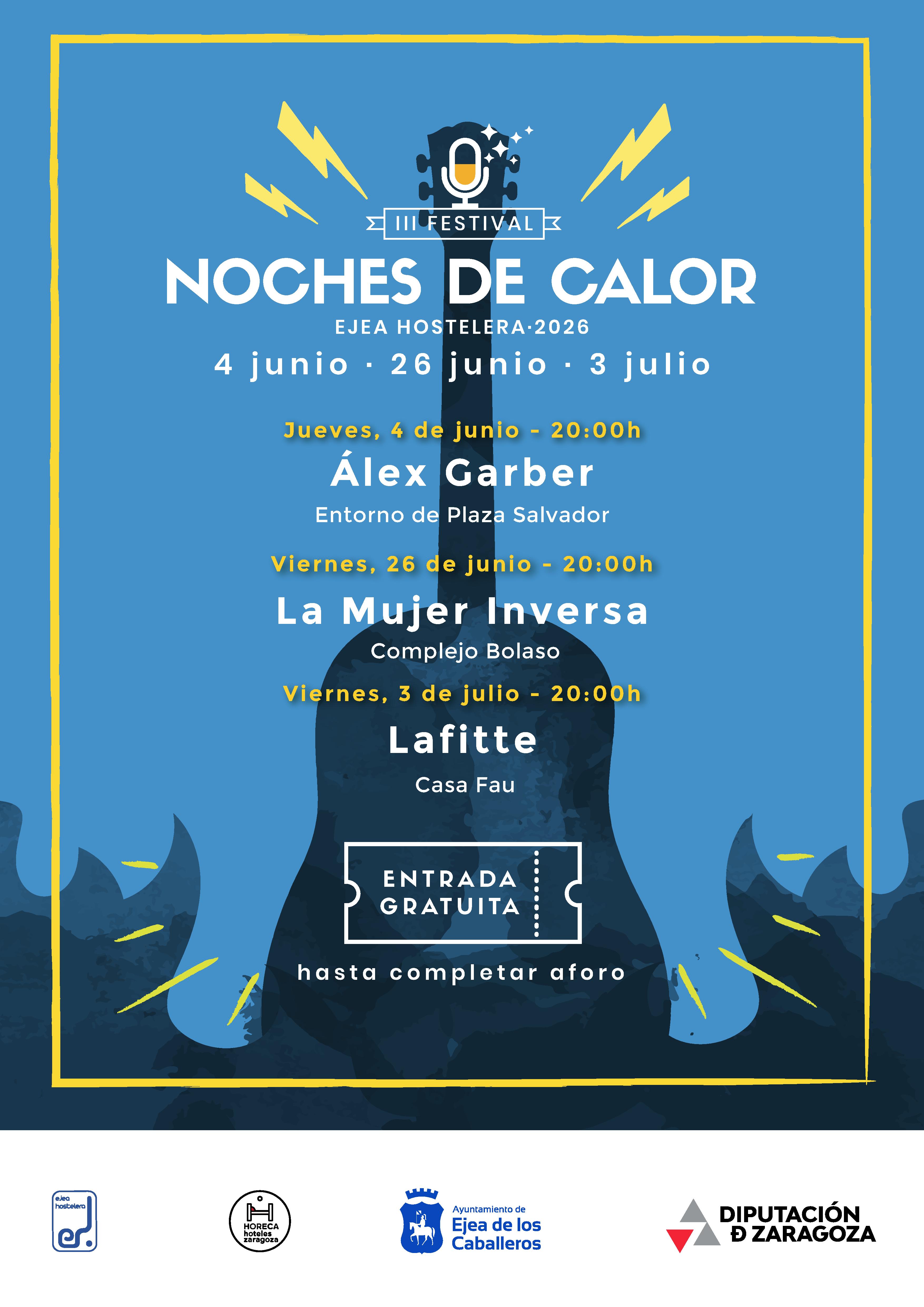 Cartel de la III edici&oacute;n de Noches de Calor en Ejea de los Caballeros