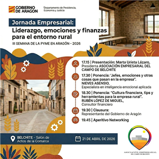 Belchite impulsará el liderazgo y la cultura financiera en la III Semana de la Pyme en Aragón