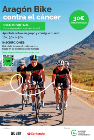 Inscripciones abiertas :  Cuenta atrás para la Aragón Bike Contra el Cáncer 2026